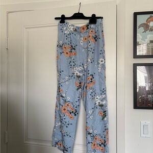 J Crew High waisted Floral Blue Pants